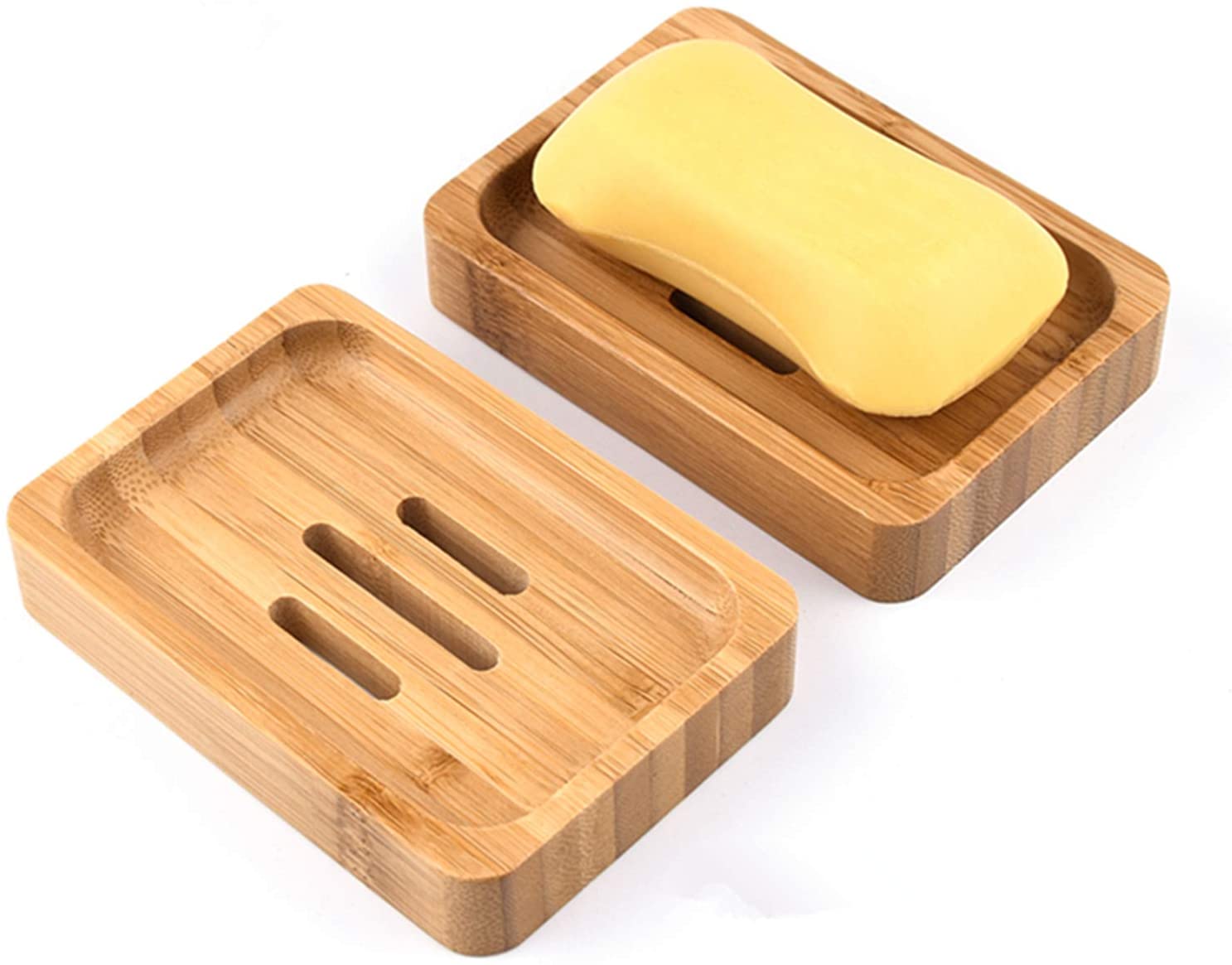 Paquete de 2 jabones de madera de bambú, soporte de jabón en barra para el  baño de la ducha