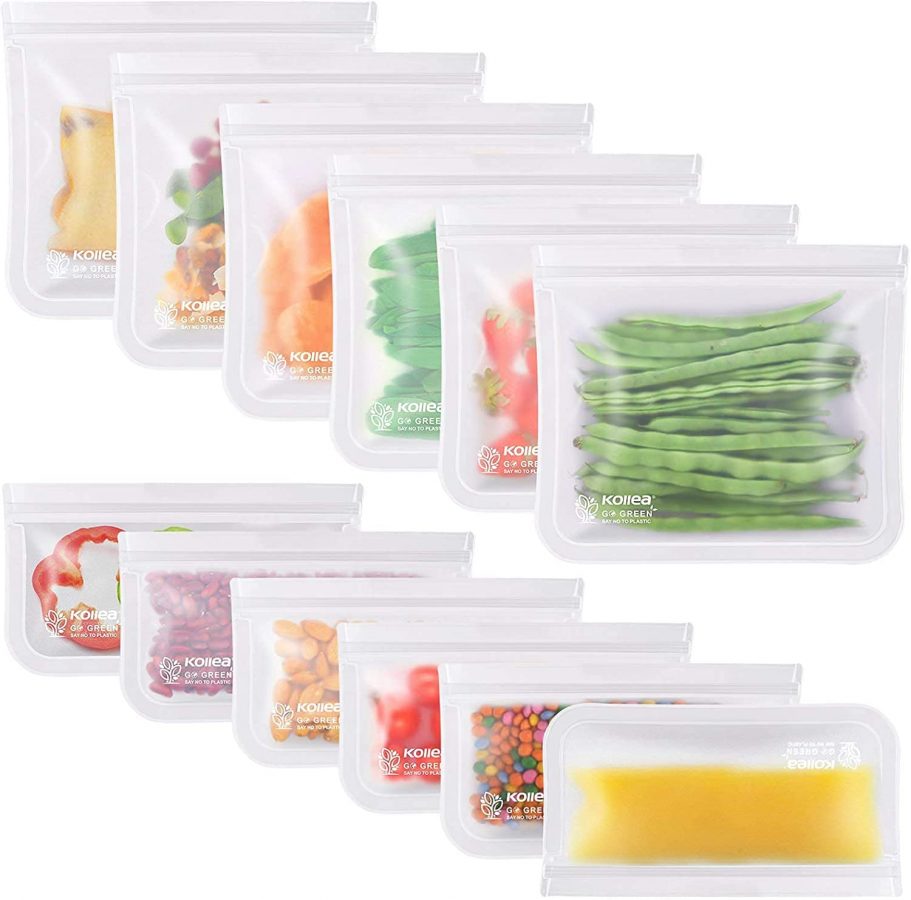 Kollea Bolsas de Silicona Reutilizables 12 Pack, Bolsas de conservación,  Bolsas de Silicona Preservación de Alimento Hermética para Fruta Verduras