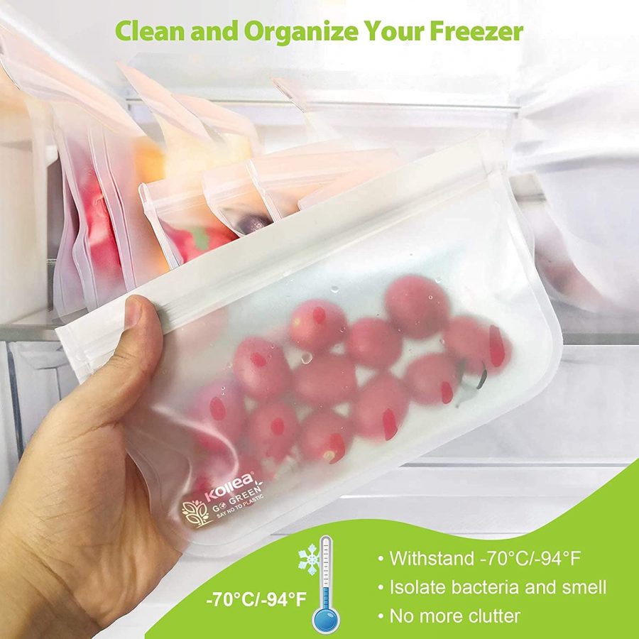 Bolsa de silicona reutilizable para almacenamiento de alimentos, bolsas de silicona  reutilizables para conservación de alimentos, cierre hermético para  congelador, 4/8 unidades - AliExpress